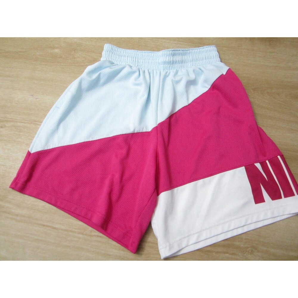 Nike Dri-FIT Pink White Athletic Shorts Womens Drawstring Gym Running M